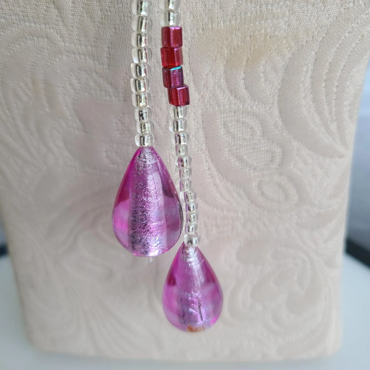 Collar de cuentas de vidrio con corazón de plata y cuentas de lámpara de violín PA1021 – photo 5
